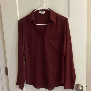 Express Maroon Button Down Shirt